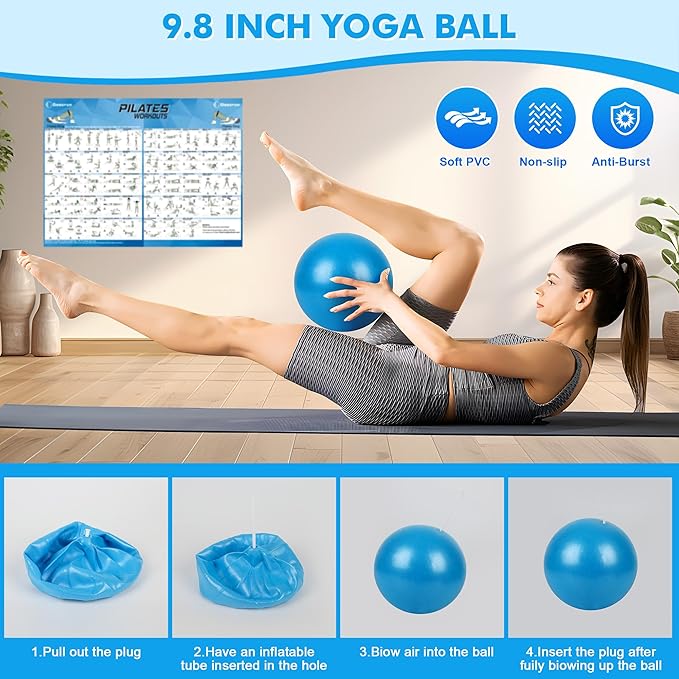 Pilates Ring Set with Resistance Bands Set, Pilates Ball, Sliding Disks β Workout Equipment Home Gym Includes Complete Fitness Poster
