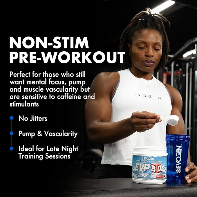 Evogen EVP 3D - Stim Free Pre Workout Powder for Men & Women | Sugar Free Non Stim Preworkout with Beta Alanine and Creatine for Energy & Pump | Polar Cherry Frost | 40 Servings