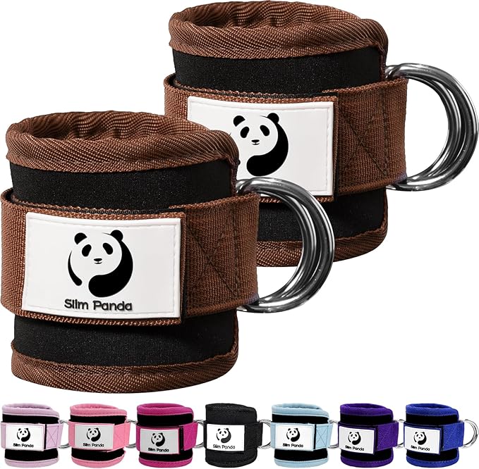 Slim Panda Ankle Strap for Cable Machine,Ankle Cuff for Kickbacks, Booty Hip Abductors,Glute Workouts, Leg Extensions, Curls for Men and Women, Adjustable with Double D-Rings