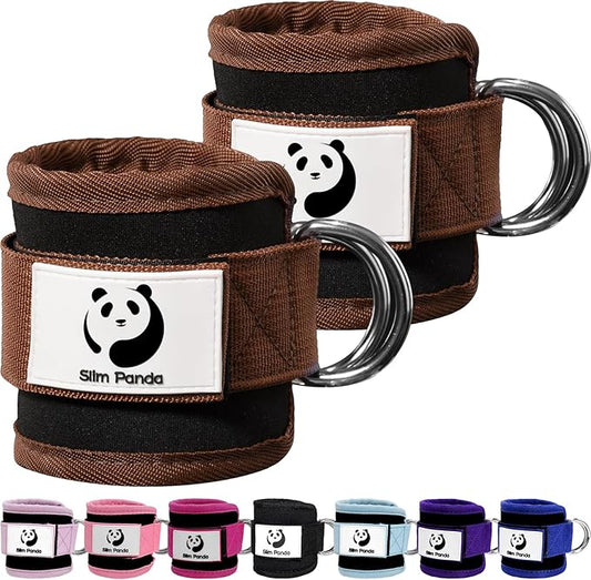 Slim Panda Ankle Strap for Cable Machine,Ankle Cuff for Kickbacks, Booty Hip Abductors,Glute Workouts, Leg Extensions, Curls for Men and Women, Adjustable with Double D-Rings