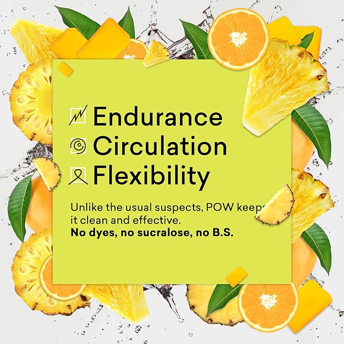 EBOOST POW Natural Pre Workout Powder - 15 Packets, Tropical Punch - Preworkout Energy Booster Gym Supplement Drink Mix for Men and Women - Performance, Joint Mobility Support - Gluten-Free
