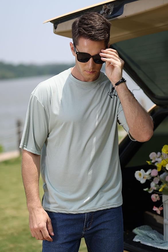 Men's Oversized Workout T-Shirts Lightweight Quick Dry Short Sleeve Tshirts Crew Neck Loose Fit Athletic Tops