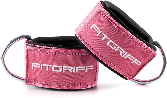 Fitgriff® Ankle Straps V2 for Cable Machine (2 Pieces) - Gym Workout Equipment - Leg Pulley Attachment, Kickback Straps