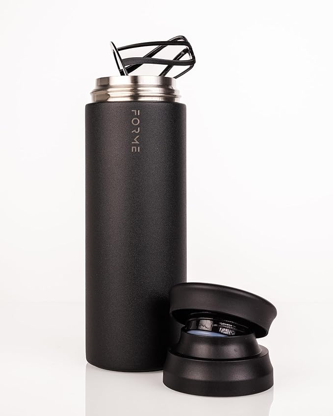 FORME - Shaker, 700ml Stainless Steel Protein Shaker, Double Walled Vacuum Insulated, Cold and Hot Drinks, Silent & Leak Proof, Fits Most Cup Holders (Charcoal)