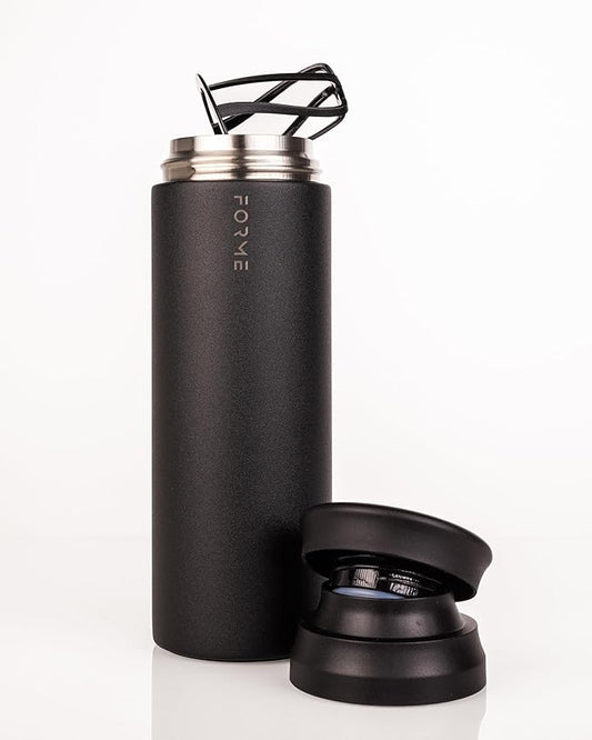 FORME - Shaker, 700ml Stainless Steel Protein Shaker, Double Walled Vacuum Insulated, Cold and Hot Drinks, Silent & Leak Proof, Fits Most Cup Holders (Charcoal)