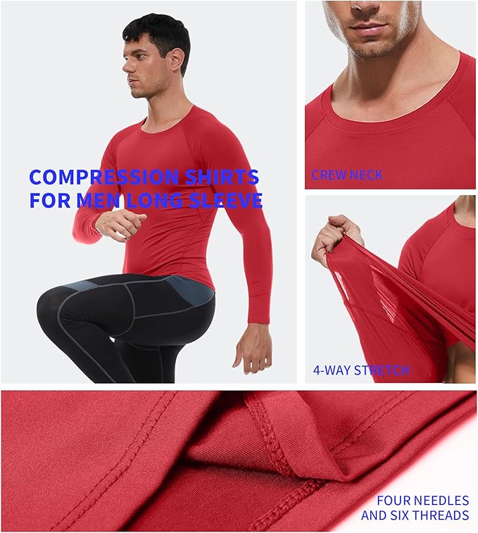Compression Shirt Men Long Sleeve Quick Dry T-Shirt Athletic Workout Base Layer Running Sports Gym Undershirts