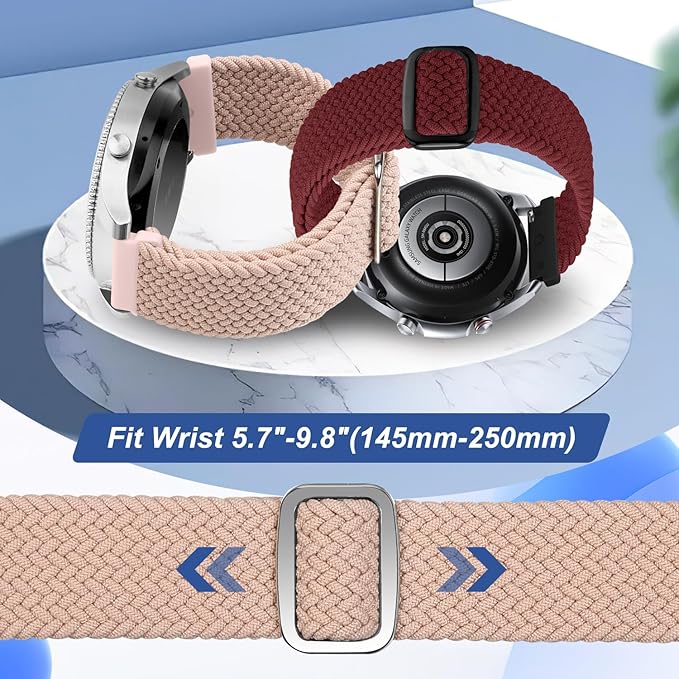 2 Pack Quick Release Braided Bands - 18mm 19mm 20mm 22mm 24mm Solo Loop Adjustable Soft Band for Women Men