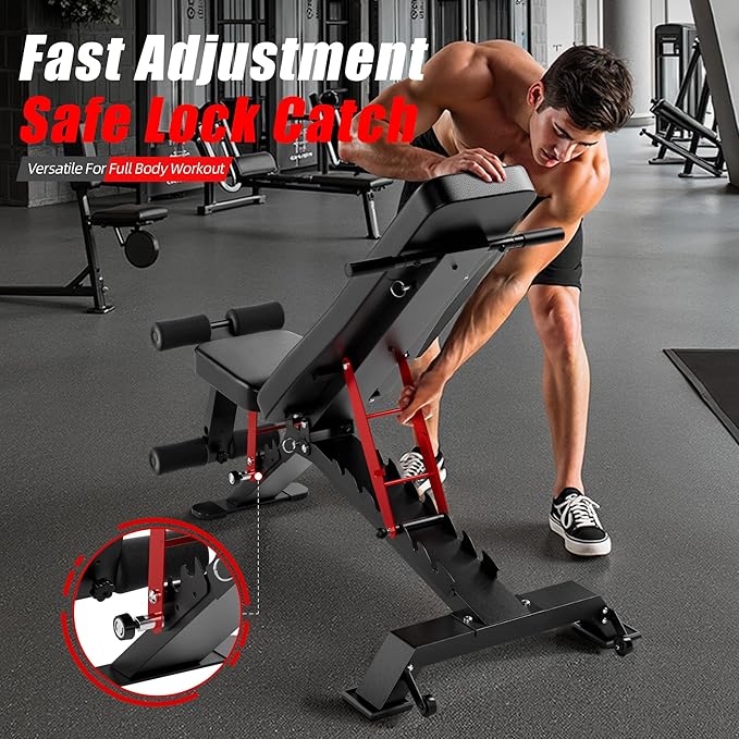 Adjustable Weight Bench - Workout Bench for Home Gym, Foldable 1300lb Capacity Heavy Duty Full Body Workouts Exercise Strength Training Benches with Incline/Flat/Decline Positions & Space-Saving