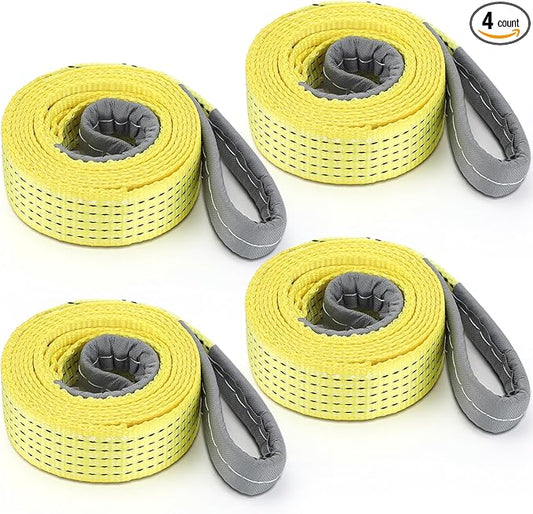 4 Pcs Lift Sling Straps Heavy Duty Web Slings Straps Polyester Nylon for Hoist Car Outdoor Using