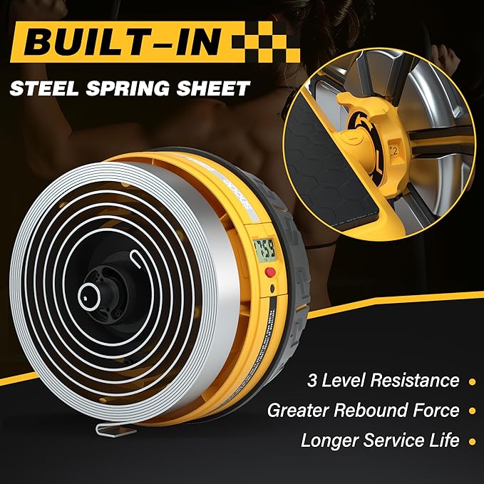 SNODE Ab Roller Wheel with Elbow Support, 3 Levels Resist, Dual Mode, Ab Wheel for Core Workout, Automatic Rebound Sytem,Spring Steel Sheet