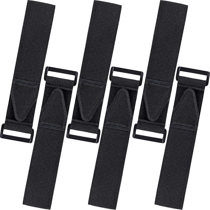 6 Pcs Bicycle Pant Leg Straps Adjustable Cycling Ankle Safety Band Multipurpose Black Elastic Magic Fastening Belt with Buckle for Riding Climbing Fishing Outdoor Sports (1.5”x13.8”)