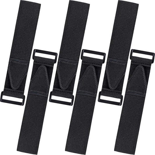 6 Pcs Bicycle Pant Leg Straps Adjustable Cycling Ankle Safety Band Multipurpose Black Elastic Magic Fastening Belt with Buckle for Riding Climbing Fishing Outdoor Sports (1.5”x13.8”)