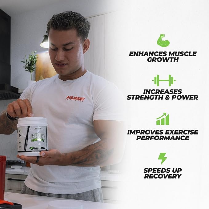 Flavored Creatine Monohydrate Powder - Green Apple Flavor, 500 Grams, Third Party Tested, Micronized for Optimal Absorption, 5 Grams Per Scoop, Delicious & Easy Mixability (100 Servings)