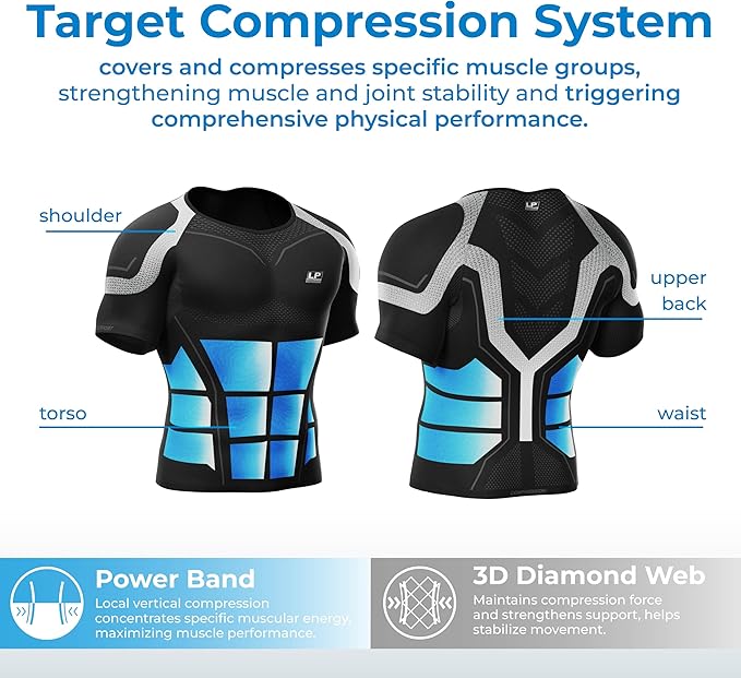 LP SUPPORT Men’s AIR Compression Short Sleeve Top ARM2301S - Workout, Gym, Yoga - Ultimate Comfort & Support Shapewear