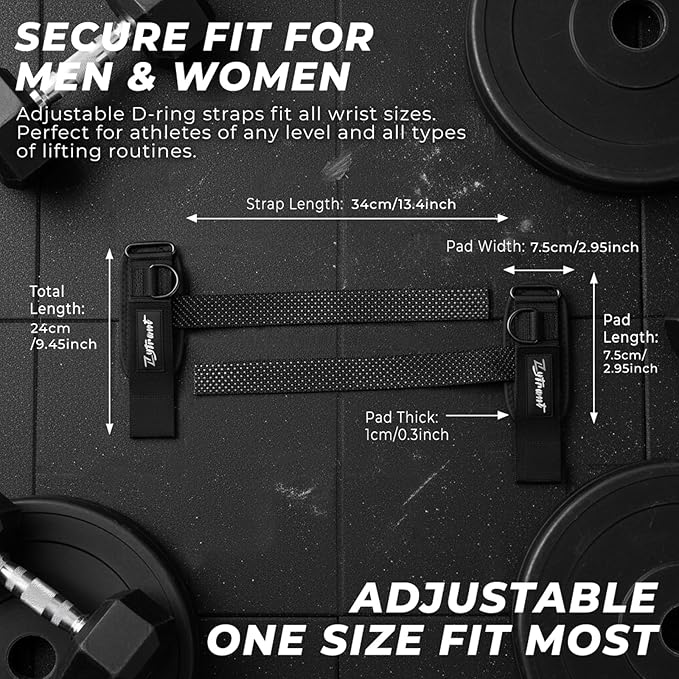 Weight Lifting Straps with Cuffed D Ring,Heavy Duty Thyick Comfortable Lifting Straps, Secure Fit, Enhanced Grip, Straps for Weightlifting & Gym Training