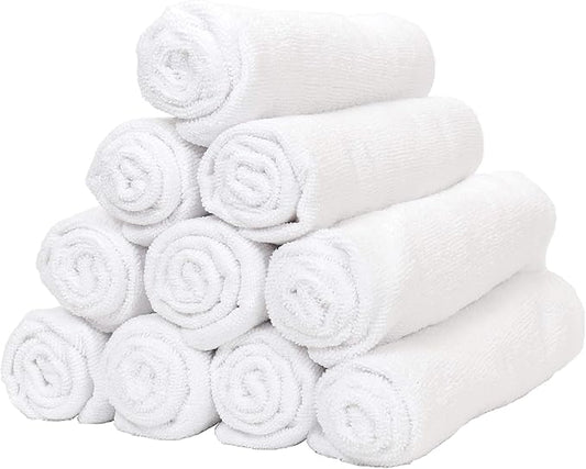 Arkwright Microfiber Gym Towel - Pack of 12 - Super Soft, Quick Dry Workout Sweat Towels, 300 GSM Lightweight & Absorbent for Sports, Working Out, Yoga, and Spa, 16 x 27 in, White