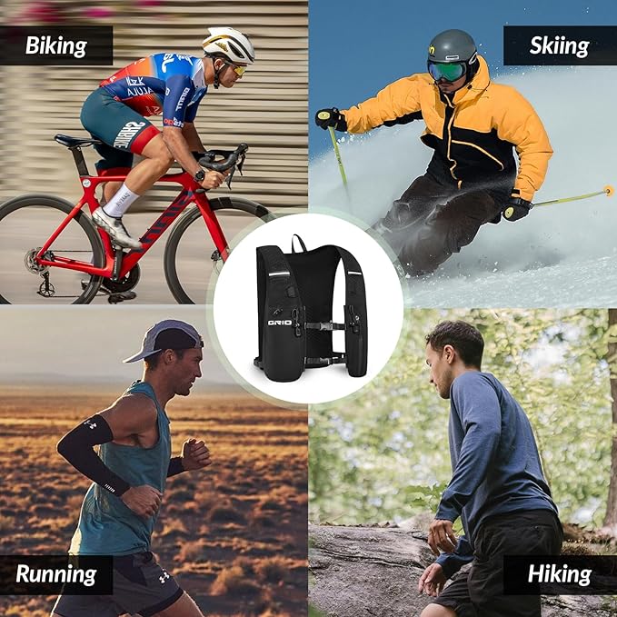 Running Vest for Women Men, Adjustable Chest Straps Running Hydration Vest with 1.5L Water Bladder, Lightweight Breathable Reflective Hydration Pack for Marathon, Trail, Hiking, Cycling