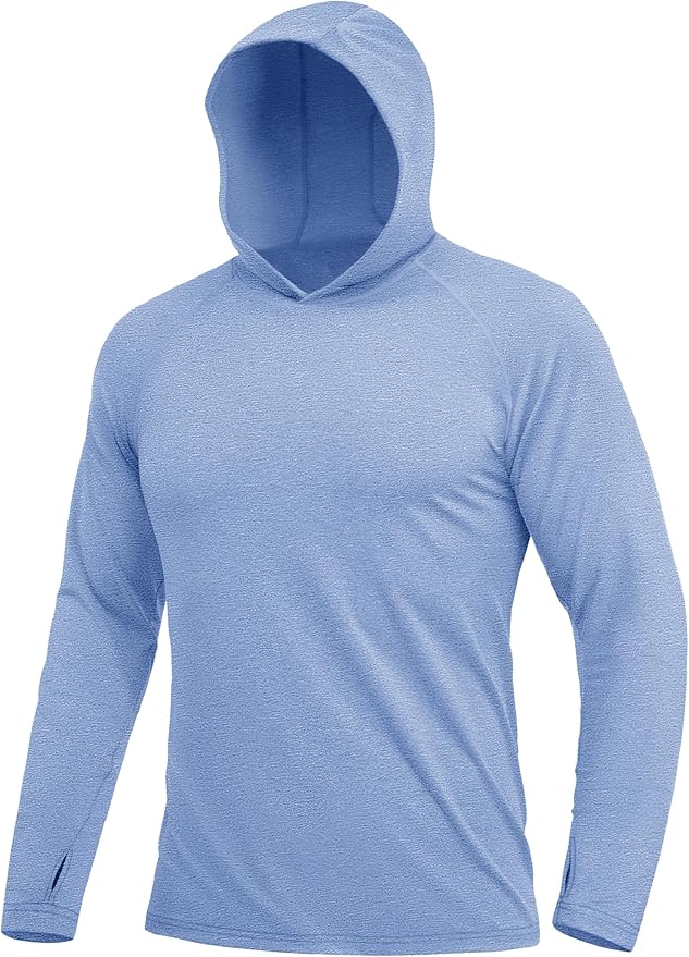 MAGCOMSEN Men's Hooded UPF 50+ Sun Protection T Shirts Long Sleeve Athletic Fishing Shirts Rash Guards