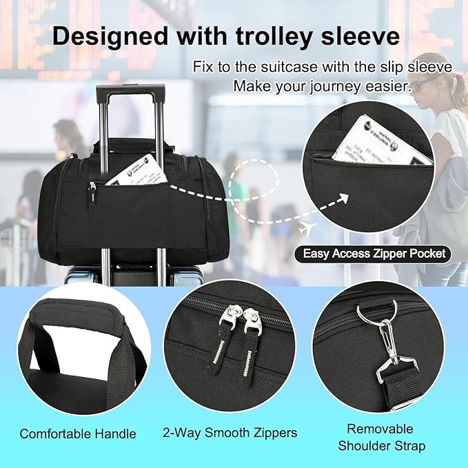 Urbanstand Gym Bag for Men & Women - 40L Duffel Bag with Shoe Compartment, Carry On Weekender Water Resistant Duffle Bag for Travel, Sports, Fitness & Workout, Black