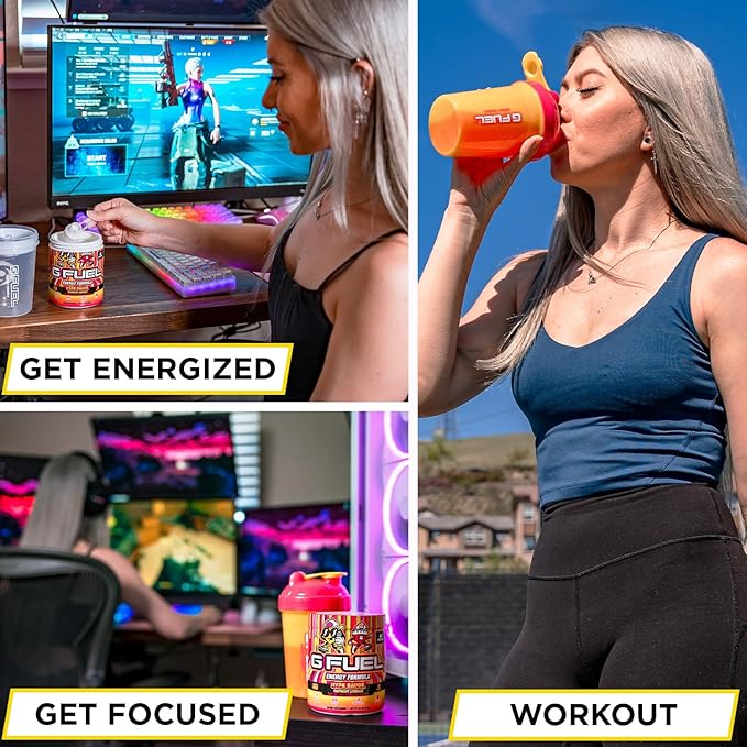 G Fuel Megaman Energy Drink Powder, Pre Workout Caffeine Mix for Gaming, Sugar Free Focus Amino, Vitamin + Antioxidants, 9.9oz (Blue Slushee, 40 Servings)