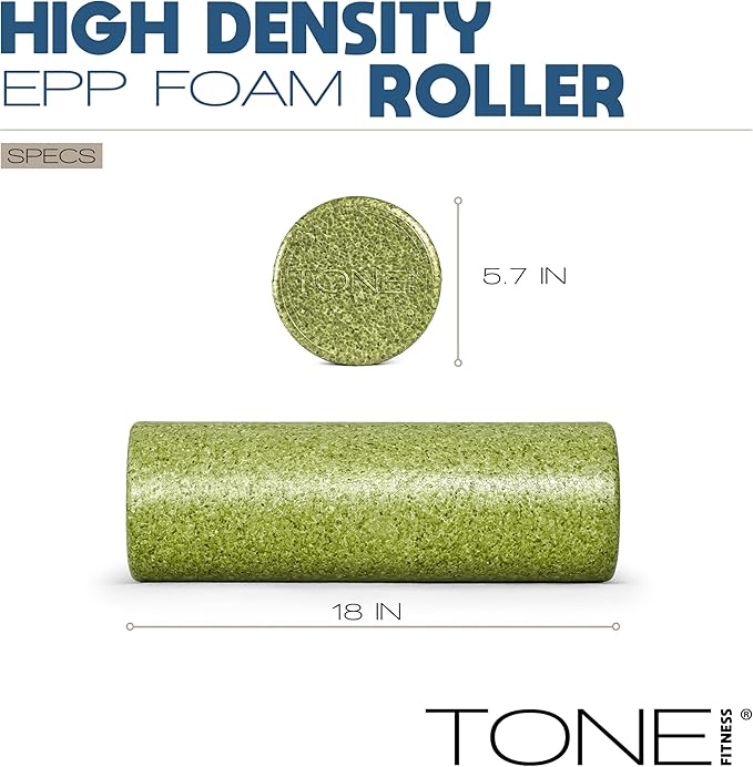 Tone Fitness High Density EPP Foam Exercise Foam Roller for Yoga, Pilates, Stretching, Massage, and Recovery | Multiple Sizes and Colors