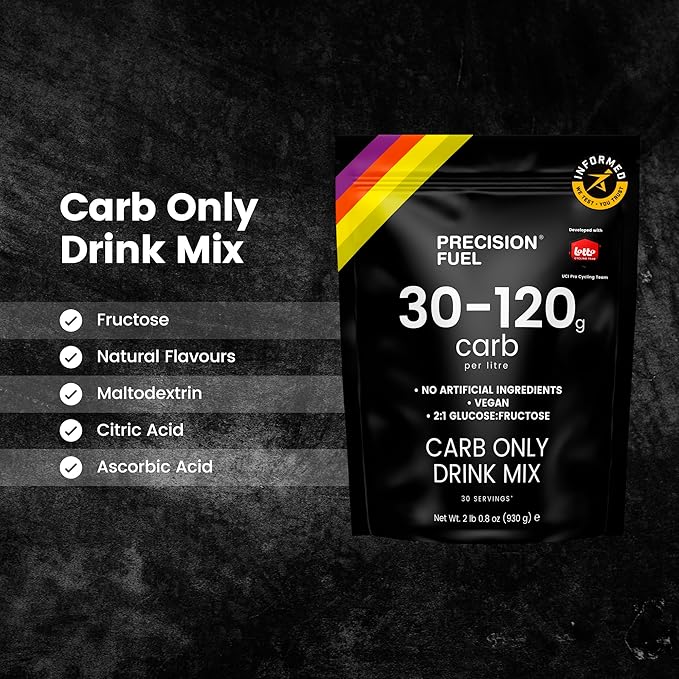 Precision Fuel PF Carb Only Drink Mix - High Carbohydrate Powder for Energy, Vegan, 120g Carbs per Litre - Mild Citrus Flavor (3-Pack)