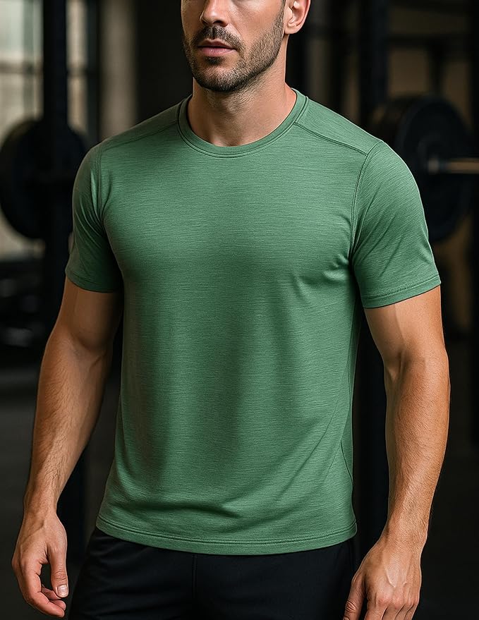 5 Pack Men’s Active Quick Dry Crew Neck T Shirts | Athletic Running Gym Workout Short Sleeve Tee Tops Bulk