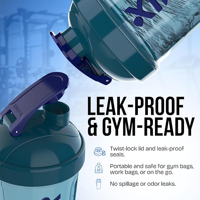 VELOMIX Electric Protein Shaker Bottle - 24 oz | USB-C Rechargeable | Leak Proof Shaker Cups for Protein Shakes | Portable Blender for Shakes and Smoothies (Electric - Blue)