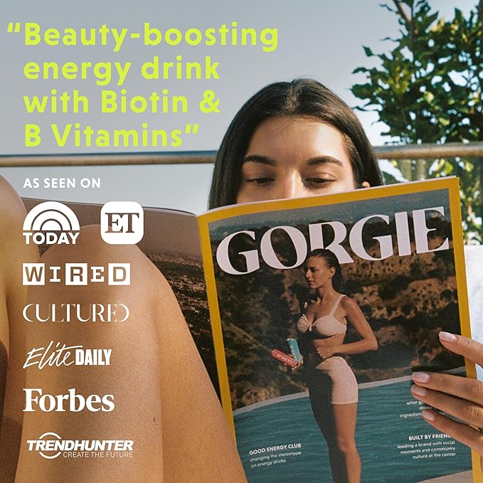 GORGIE Sugar Free Natural Energy Drinks, BestSellers Variety (12 Pack) - Healthy Energy Drinks - Natural Coffee Replacement with Green Tea Caffeine and Biotin - 150mg Caffeine, Vegan, & Low Calorie