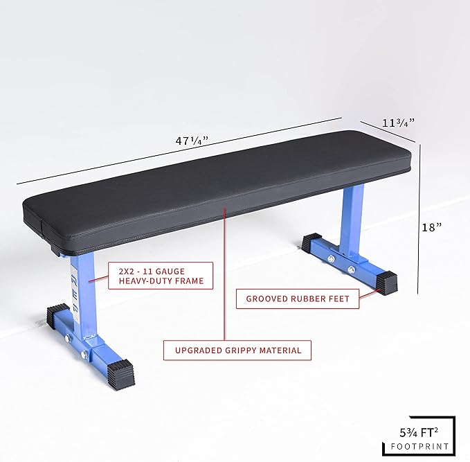 REP Fitness Flat Weight Bench, Heavy Duty Workout Bench For Home Gym, Folding Fitness Equipment For Strength Training, Adjustable Utility Platform For Dumbbells, Barbell, Lifting And Core Exercises