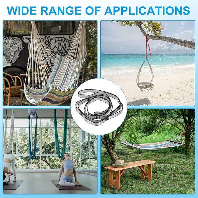 PATIKIL Daisy Chain Straps, Strong Climbing Strap Adjustable Nylon Chain Sling with Loops for Aerial Yoga Hammock Swing