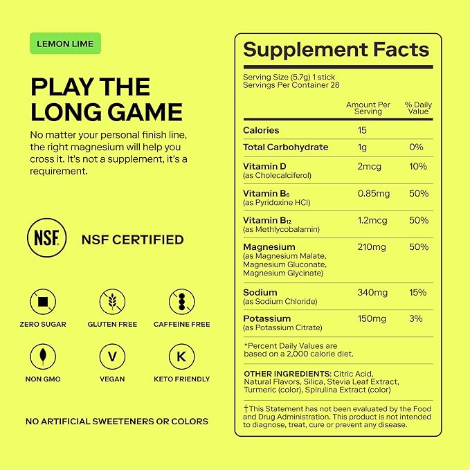 Magna Electrolyte Powder Drink Mix for Hydration, Energy & Focus Support with Magnesium L Threonate, Sodium, Potassium, Vitamin D, B6 & B12, Sugar Free, Lemon Lime Flavor, 28 Servings