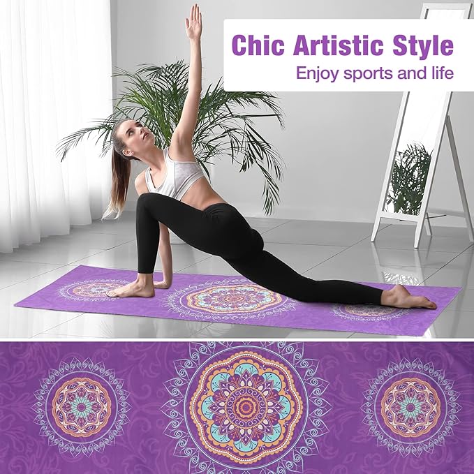 MoKo Yoga Towel, Non Slip Hot Yoga Blanket Printing Pattern Quick Dry with Corner Pocket for Bikram, Pilates, Gym Workout, Outdoor Picnic
