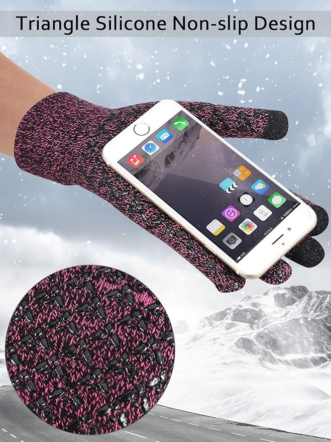 SATINIOR 4 Pairs Winter Knit Touchscreen Gloves Warm Texting Gloves Elastic Anti-slip for Adults