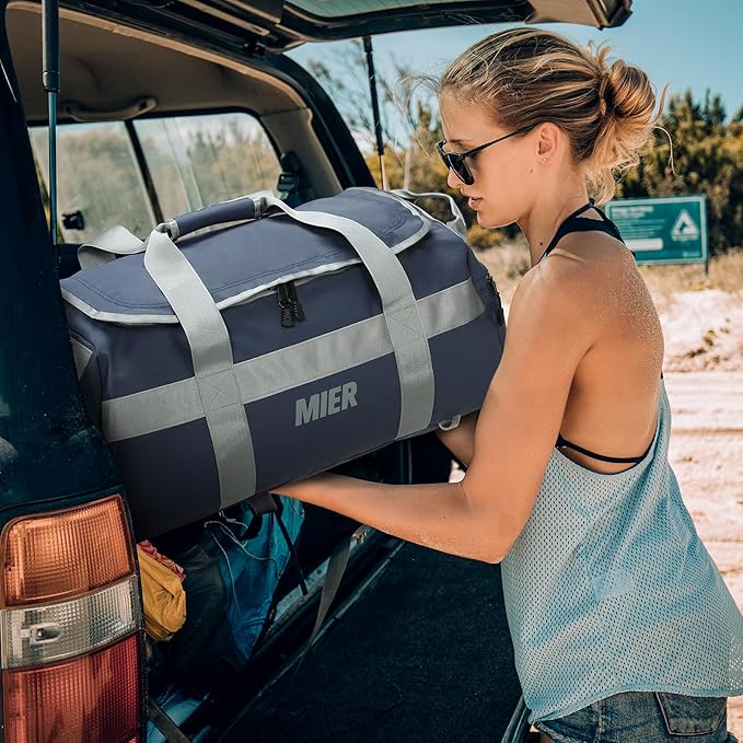 MIER Gym Bag for Men Large Duffel Backpack with Shoe Compartment, 60L Convertible Duffle Bags Weekender Overnight Bag for Gym Sports Travel, Blue