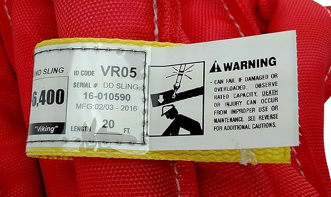 USA Made VR5 X 20' Red Slings 4'-30' Lengths in Listing, Double PLY Cover Endless Round Poly Lifting Slings, 13,200 lbs Vert, 10,560 lbs Choker, 26,400 lbs Basket (USA Polyester) (20 FT)
