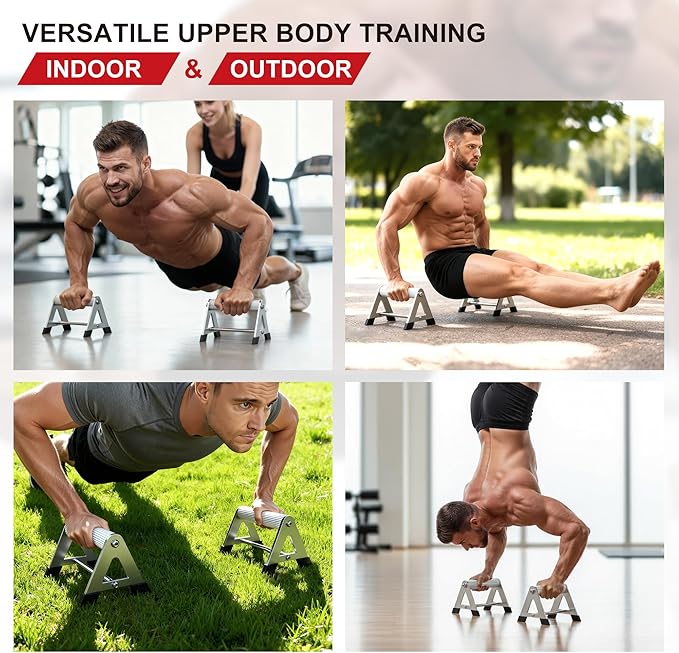 Push Up Bar - Heavy-Duty Stainless Steel Pushup Stands with Non-Slip Base, 500LB Capacity, Portable Home Gym Equipment for Strength Training & Floor Workout