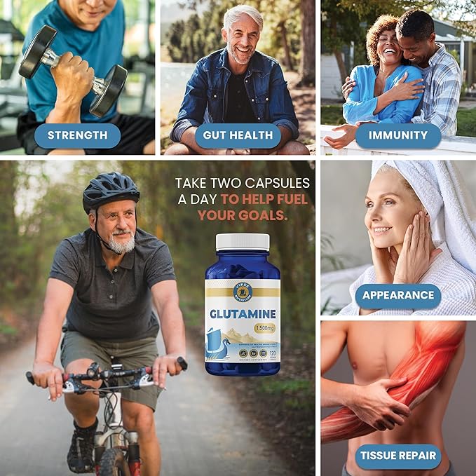 L-Glutamine Capsules – 1500mg High-Potency Amino Acid for Muscle Recovery, Gut Health & Immune Support | Vegan, Non-GMO | 120 Capsules