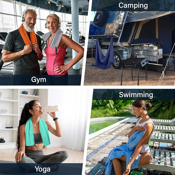 APEXUP Microfiber Travel Towel, Ultra Absorbent Quick Dry Towels, Lightweight Gym Sports Camping Towel for Workout, Yoga, Beach, Shower, Swimming (60"×30", Orange)