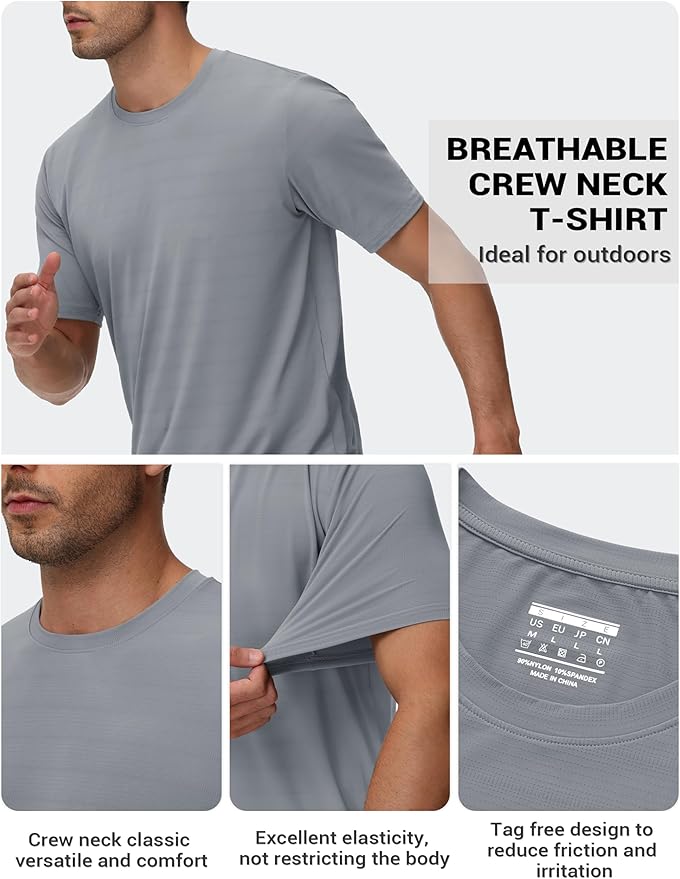 TACVASEN Men's Lightweight Athletic T-Shirts Quick Dry Workout Gym Tops Short Sleeve Running Tee Shirt Performance Activewear