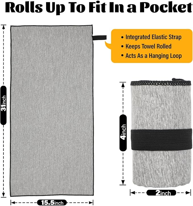 12 Pack Gym Towels Microfiber Fast Drying Men Women Workout Gear for Fitness Yoga Exercise Tennis Quick Dry Towel for Outdoor Running Riding Jogging Hiking Camping Fishing