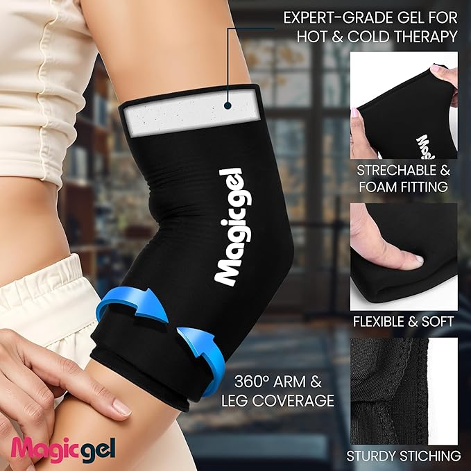 Magic Gel Small Knee & Elbow Ice Pack Sleeve 1 Pack – Reusable Hot & Cold Therapy Wrap for Targeted Relief – Compact Compression Fit for Injury Recovery, Tendonitis, and Swelling