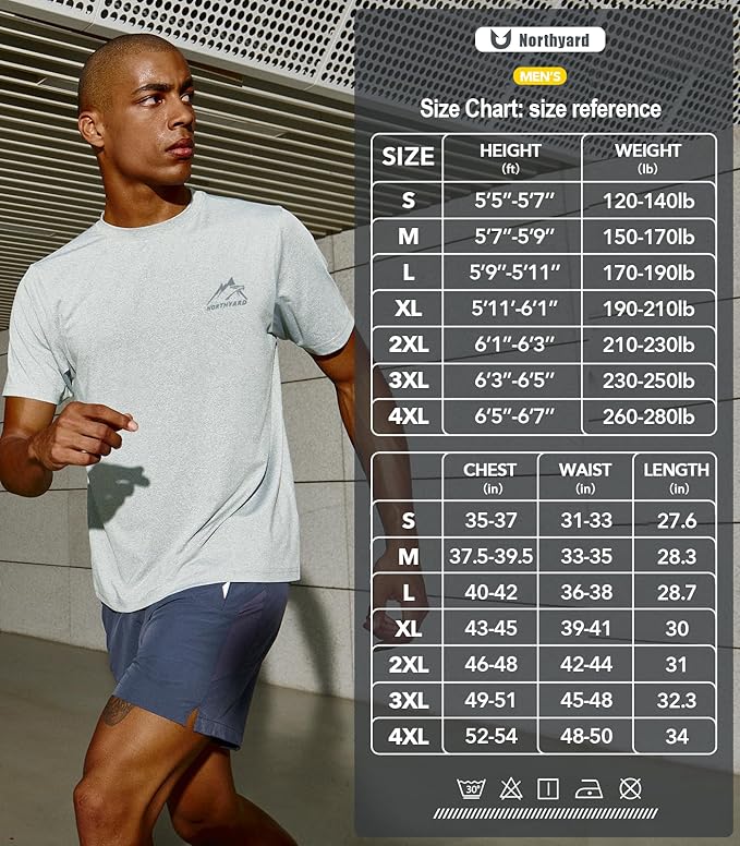 NORTHYARD Men's UPF 50+ Sun Protection Shirts Swim SPF UV Quick Dry Short Sleeve T-Shirts for Athletic Fishing Rash Guard