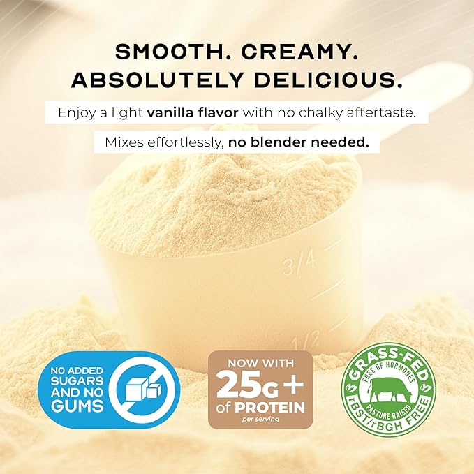 Muscle Feast Grass-Fed Whey Protein Isolate, All Natural Hormone Free Pasture Raised, Whey Isolate Protein Powder for Men and Women, Clean, Gluten-Free, Delicious Isolate Protein - Vanilla, 5lb