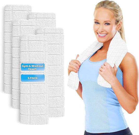HOMERHYME Microfiber Towels,5 Pack Home Gym Accessories Yoga Towels, 16 x 27 Inch Quick Dry Hand Towels, Absorbent Towel Set for Fitness Workout Beach Travel Sweat, Gym Essentials for Women & Men