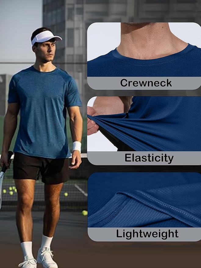 3 & 5 Pack Shirts for Men Moisture Wicking Workout Performance Dry Fit Mesh Gym Athletic Running T-Shirt