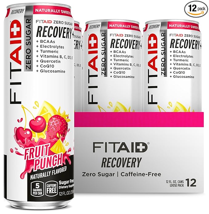 Lifeaid Fitaid Recovery Drink, Fruit Punch, Zero Sugar, Vegan, Kosher, Keto Friendly, Gluten Free, 12 Fluid Ounce (Pack of 12)