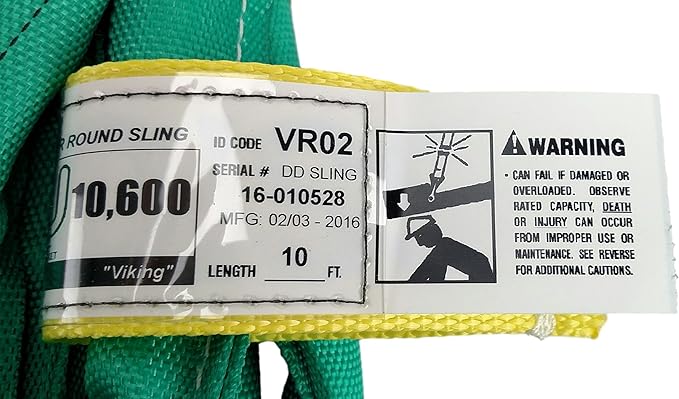 USA Made VR2 X 10' Green Slings 4'-30' Lengths in Listing, Double PLY Cover Endless Round Poly Lifting Slings, 5,300 lbs Vertical, 4,240 lbs Choker, 10,600 lbs Basket (USA Poly) (10 FT)