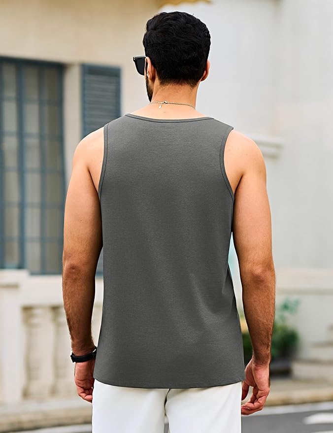 Cotrasen Men's Tank Top UPF 50+ Sleeveless Shirt Cotton Moisture Wicking Casual Gym Workout Shirts Cooling Muscle Tee Shirt