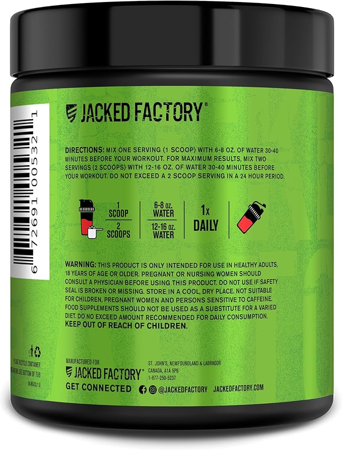 Jacked Factory NITROSURGE Pre Workout Supplement - Endless Energy, Instant Strength Gains, Clear Focus, Intense Pumps - NO Booster & Preworkout Powder with Beta Alanine - 30 Servings, Cherry Limeade